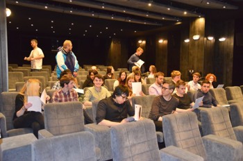  Students preparing for Expotees London screening event in the MPC cinema 