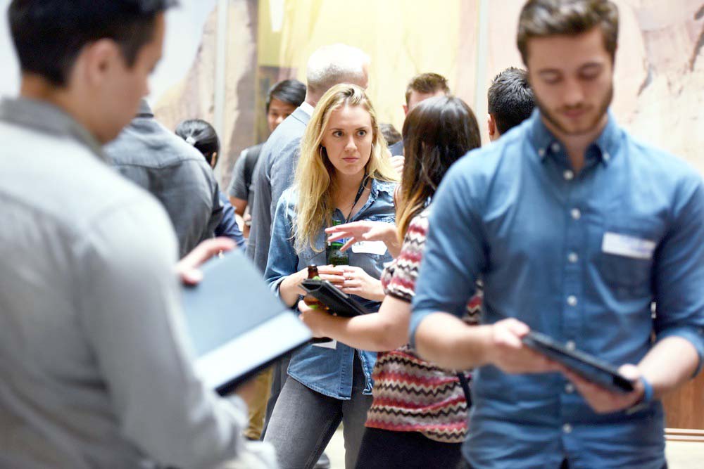  @MillChannel Talent Assistant Faith Wormald talking to @TeessideUni BA Animation & VFX student Irina Lucaci  