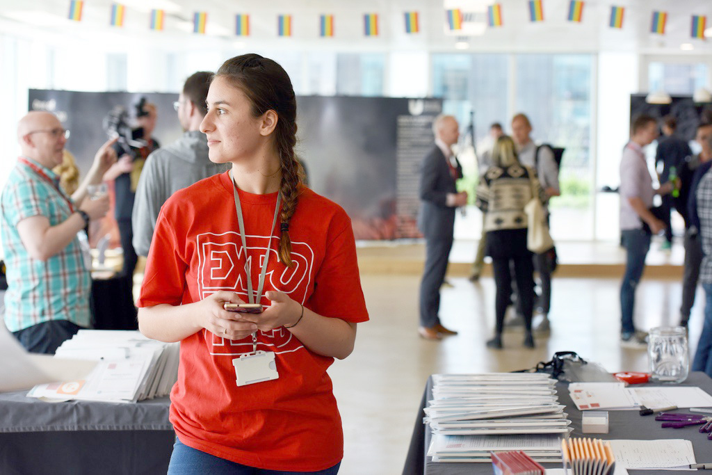   BA Character Animation student & @expotees volunteer Andreea Rosu taking in the view from the 5th floor 