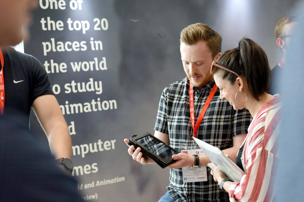  Head of Resourcing Natalie Busuttil providing advice on the portfolio of BA Games Design student Harry Gibson 