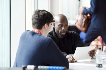  Lukas Lenniger talking with Animator Jerome Rodgers-Blake 