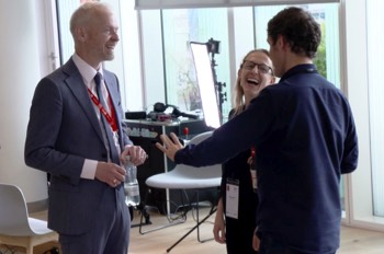  Justin Greetham talking with this years event sponsors Sarah Leavitt & Lee Owen 